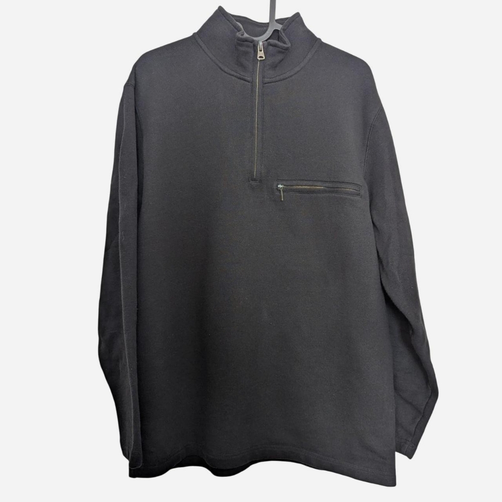 Pendleton Sweater Mens Small Black Quarter Zip Mock Neck Cotton Pullover